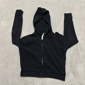 Aritzia Black Hooded Zip-Up Sweater